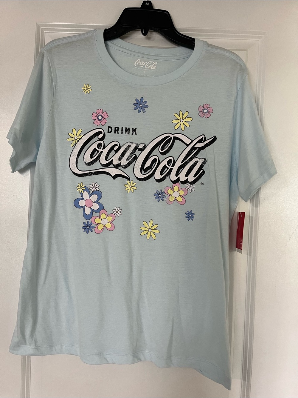 Coca Cola Light Blue Floral Logo Tee